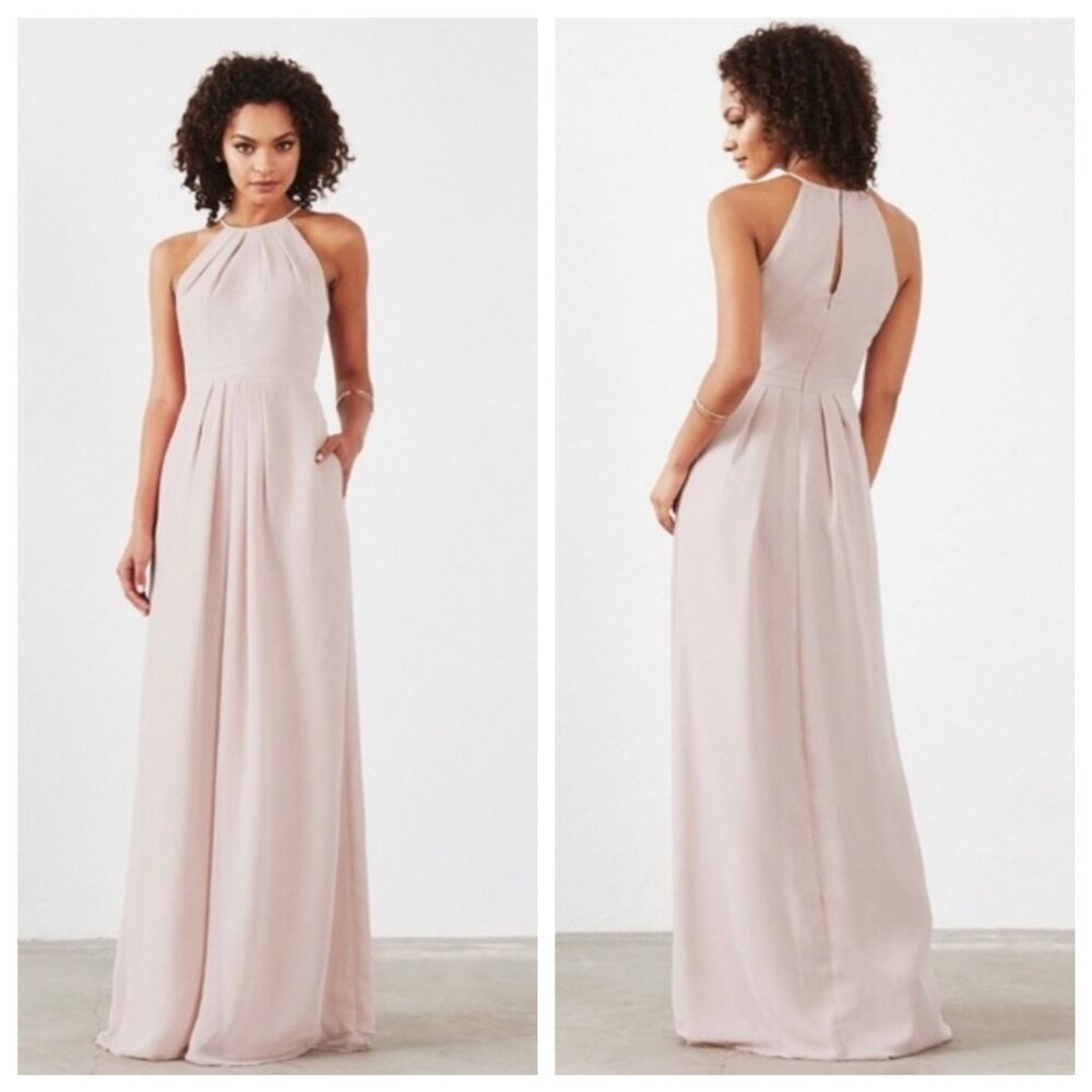 The Weddington Way By Adrianna Papell Isabelle Halter Dress 14 Blush Bridesmaid